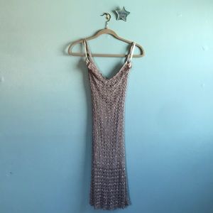 Miss Selfridge Beaded and Crocheted Sheath Dress NWOT, Vintage 90s, s/xs